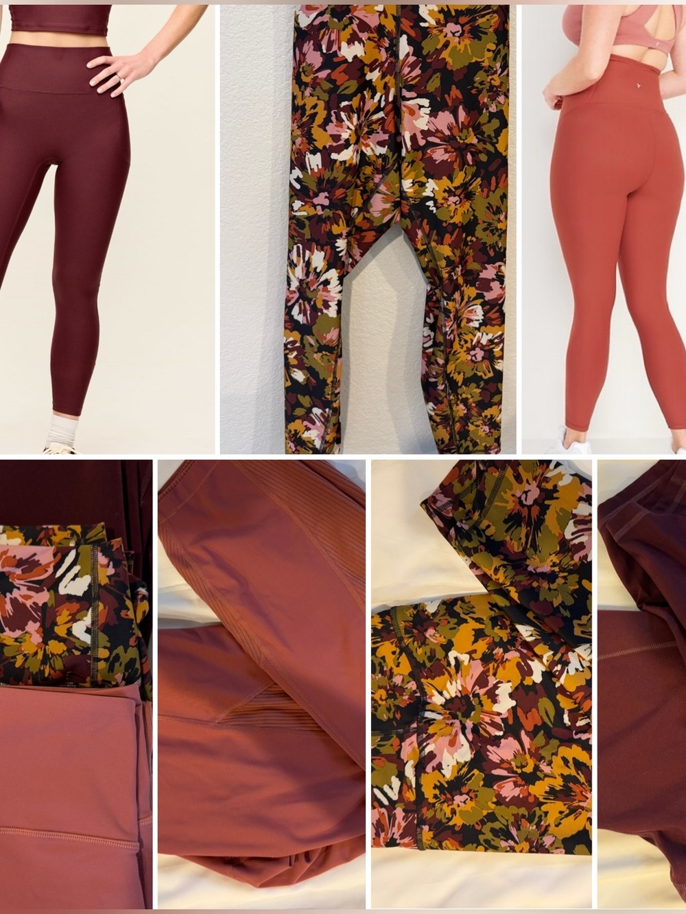 Women's High-Rise Floral, Wine & Rust 3 pack Legging Set 2X/XXL